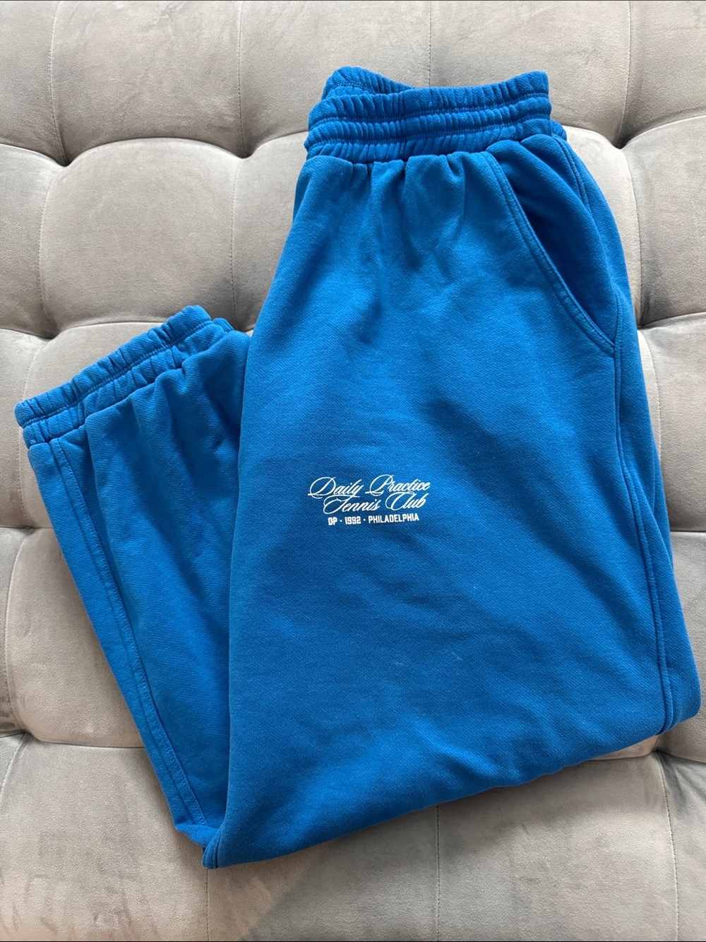 Anthropologie Daily Practice Cotton Blend  Oversized Sweatpants Bright Blue Med